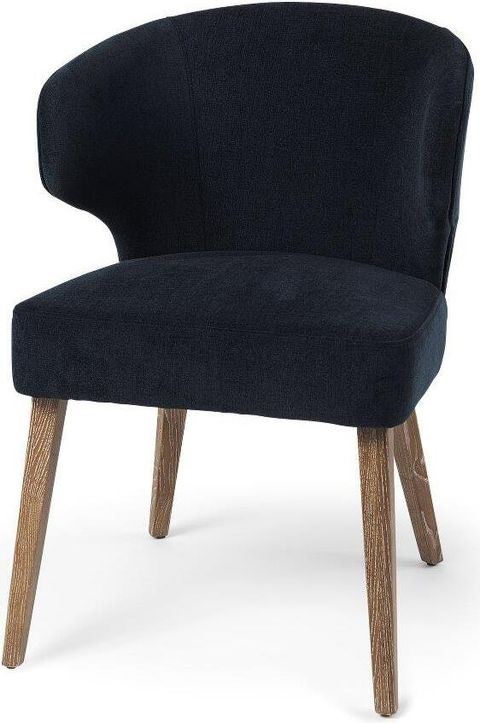 Niles Navy Fabric Seat With Medium Brown Wooden Legs Wingback Dining ... for Discovering Comfort The Niles Bench With Fabric Seat Explained